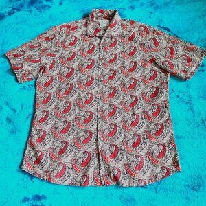 Scarci La Buona Vita Men’s Red Button Up Short Sleeve Shirt Italy Size XL